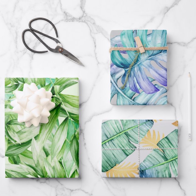 Patrón de hojas de palmeras de verano tropicales (Anverso)