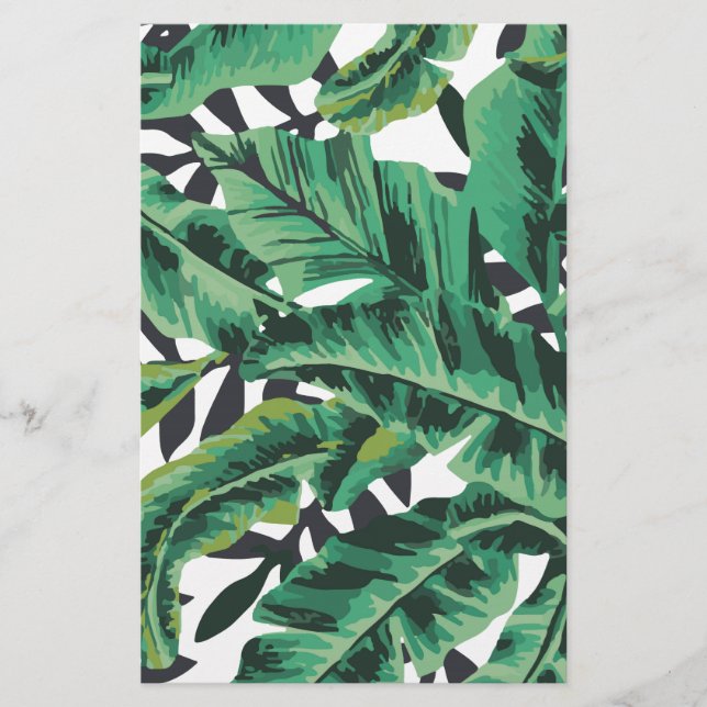 Patrón de hojas de plátano de glam tropical (Anverso)