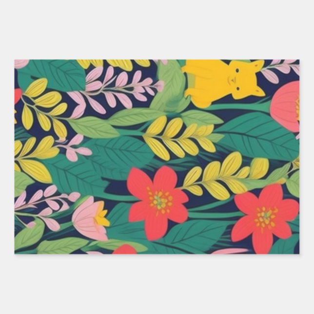 Patrón de hojas florales de jungla (Anverso)