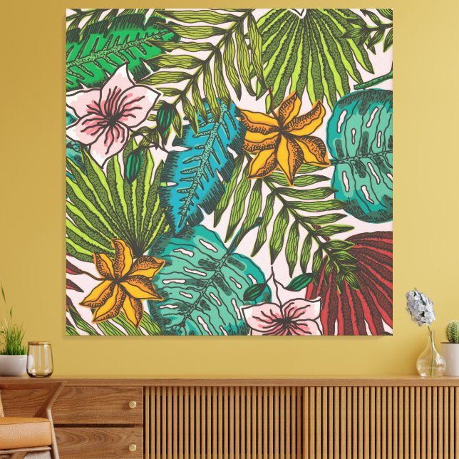 Patrón de Hojas Tropicales - Decoración Floral Boh (Insitu (Sala de estar))