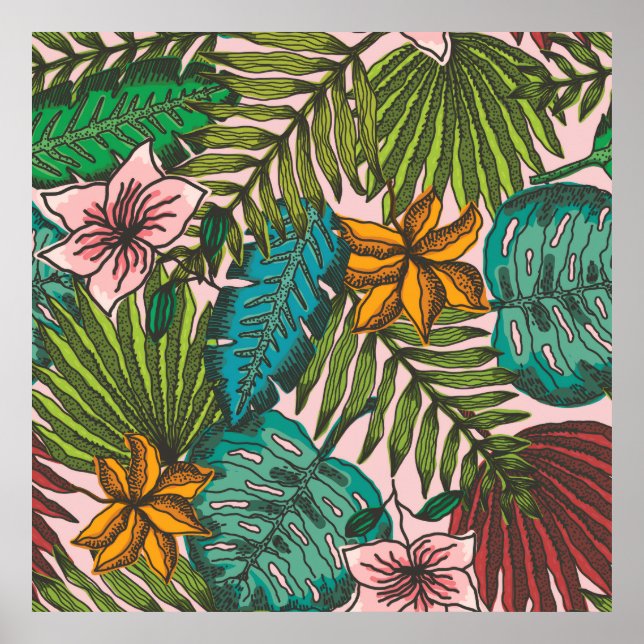Patrón de Hojas Tropicales - Decoración Floral Boh (Frente)