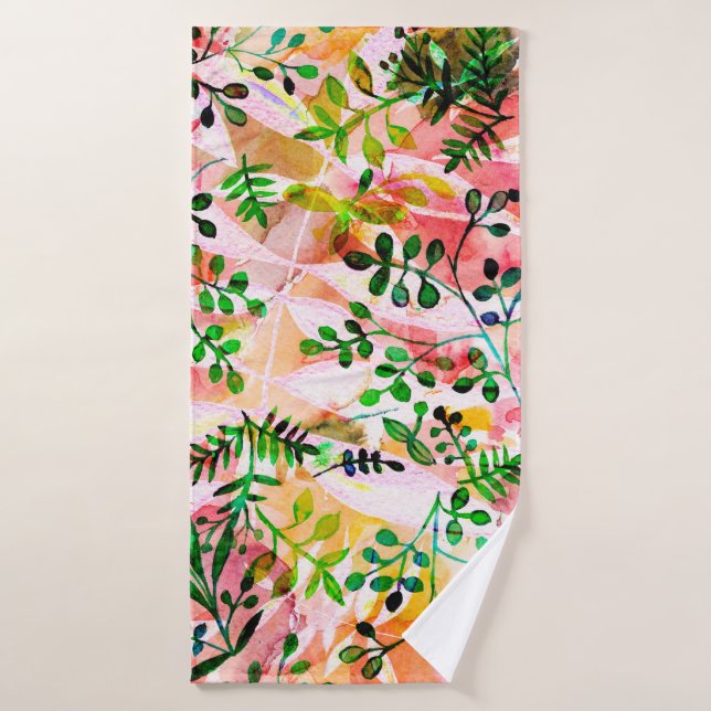 Patrón de hojas tropicales que se repite. Foto art (Toalla de baño)