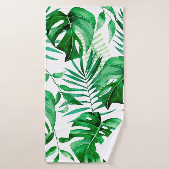 Patrón de hojas tropicales verdes (Toalla de baño)