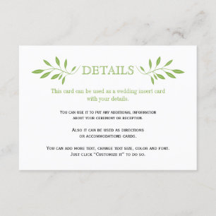 Patrón de hojas verdes boda insertar tarjeta