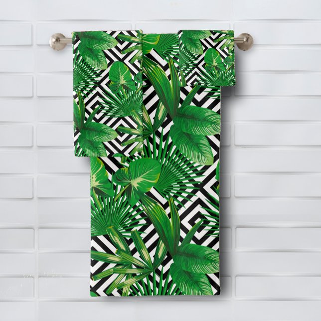 Patrón de hojas verdes tropicales (Tropical Green Leaves Pattern Bath Towel Set, buy separate pieces, too.)