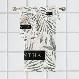 Patrón de hojas y flores de acuarela tropical