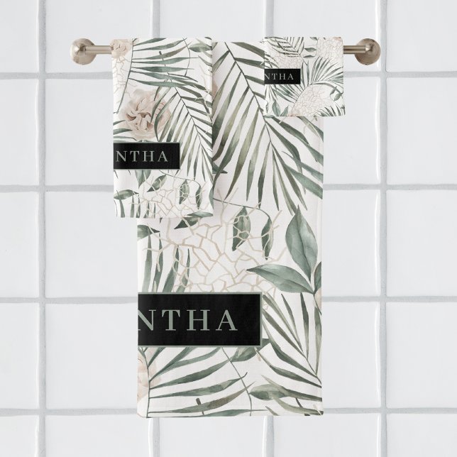 Patrón de hojas y flores de acuarela tropical (Subido por el creador)