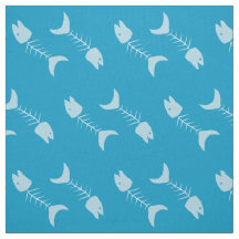 Patrón de huesos de pescado Tela azul