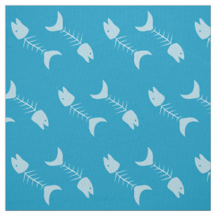 Patrón de huesos de pescado Tela azul