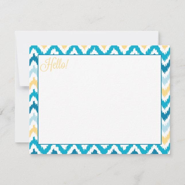 Patrón de Ikat tribal zigzag amarillo azul (Anverso)