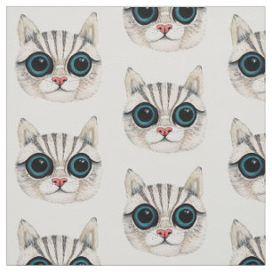 Patrón de Ilustracion de cara de gato Tela de algo