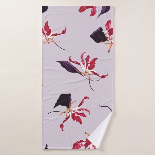 Patrón de ilustracion dibujado a mano con flores d (Toalla de baño)