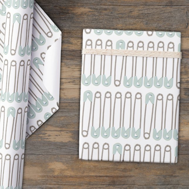 Patrón de imperdibles azules Papel de regalo para  (New Baby? Need wrapping paper for a Baby Shower or Gender Reveal gift? Check out this!)
