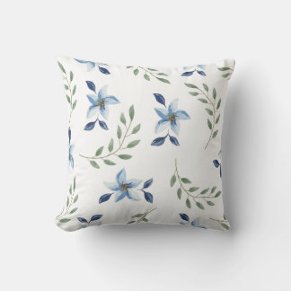 patrón de impresión azul floral almohada de lanzam