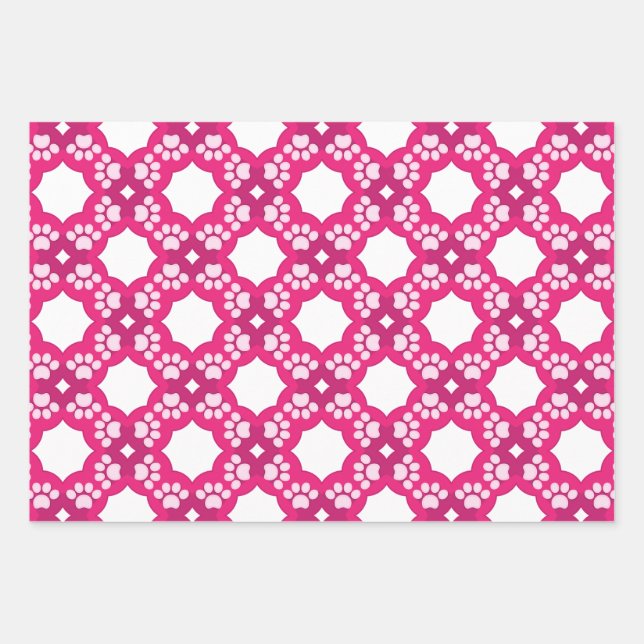 Patrón de impresión de hojas geométricas rosadas (Anverso)