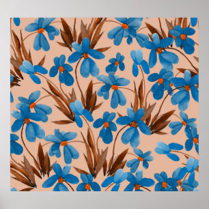 Patrón de impresión de verano floral acuarela