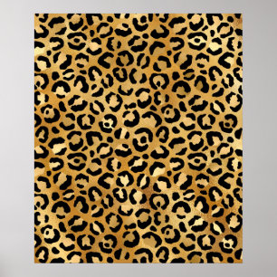 Patrón de impresión Leopardo en oro y negro