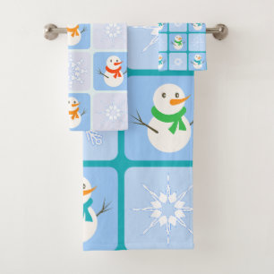 Patrón de invierno de snowman y copos de nieve