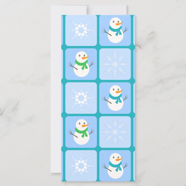 Patrón de invierno de snowman y copos de nieve (Anverso)