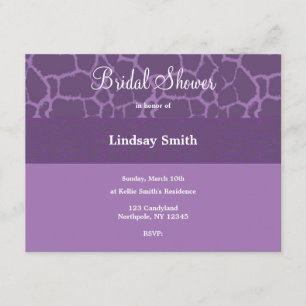 Patrón de jirafa púrpura Invitación a ducha de nov