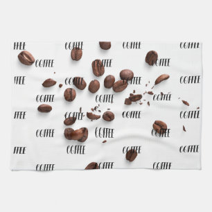Patrón de judías de café, toallas de cocina