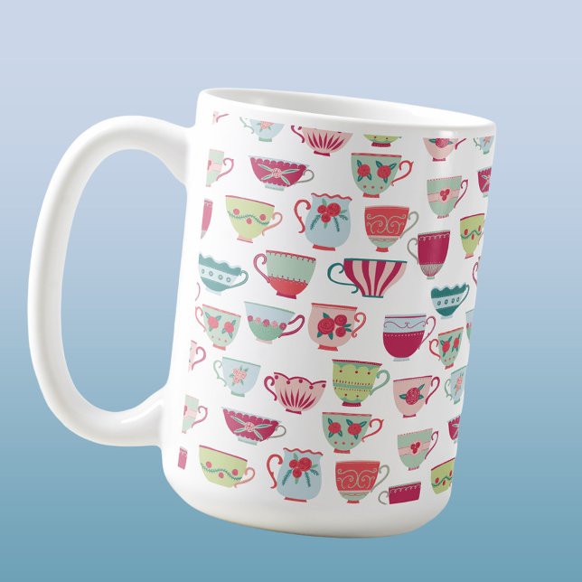 Patrón de la Copa del Té (Retro modern vintage teacup pattern coffee mug)