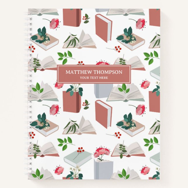 Patrón de lectura de libros botánicos y biblioteca (Anverso)