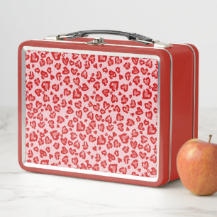 Patrón de leopardo de corazones en rojo sobre rubo