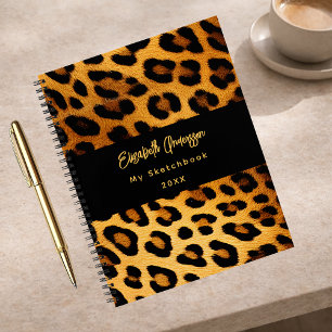 Patrón de leopardo de cuaderno de esbozo negro mar