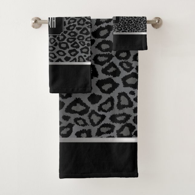 Patrón de leopardo salvaje gris y negro con monogr (In situ)
