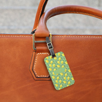 Patrón de limón amarillo nombre verde Etiqueta de