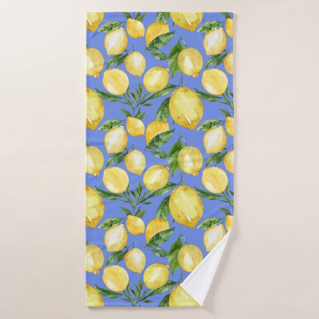 Patrón de limón de verano Italia azul (Toalla de baño)