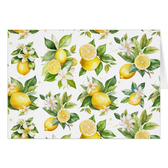 Patrón de limón, flores de limón, hojas, cítricos (Anverso (Horizontal))
