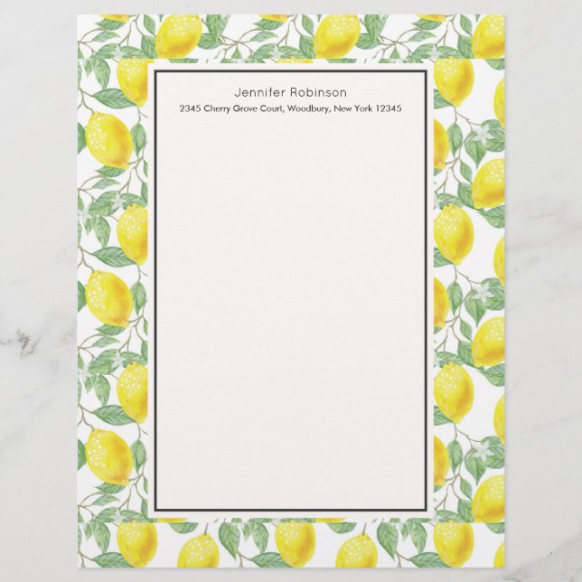 Patrón de limones amarillos con hojas verdes (Anverso)