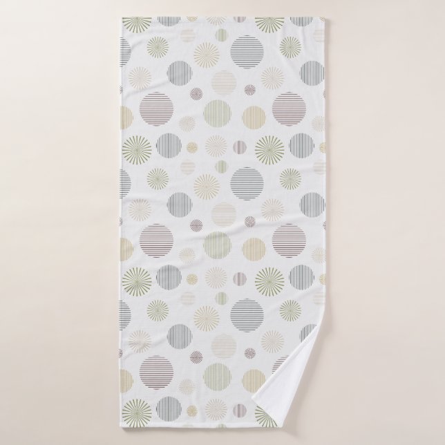 Patrón de línea de círculo geométrico vintage blan (Toalla de baño)