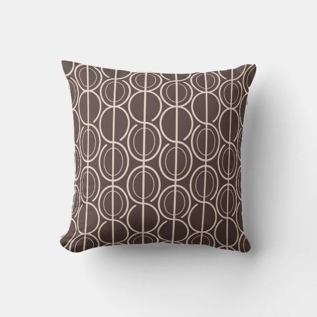 Patrón de línea ovalada afines almohada marrón y h (Anverso)