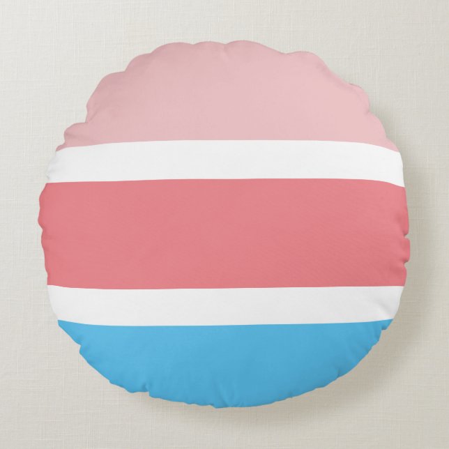 Patrón de líneas azules y rosas almohada redonda (Anverso)