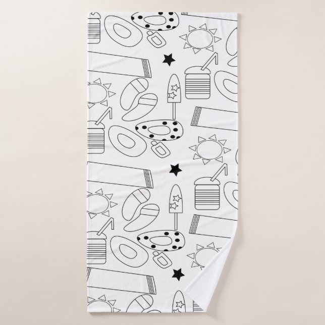 Patrón de líneas generales del tema de la playa de (Toalla de baño)