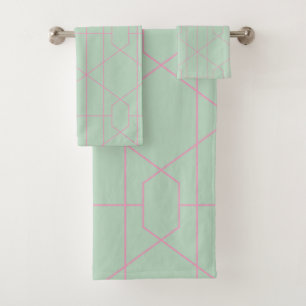 Patrón de líneas geométricas verde y rosa