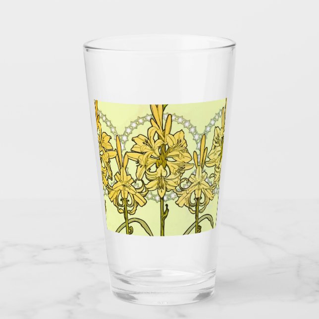 Patrón de lirio Art Nouveau de Alphonse Mucha vint (Anverso)