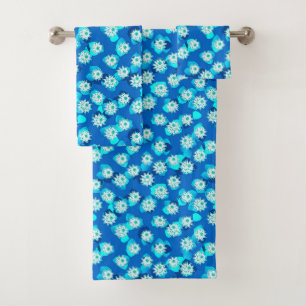 Patrón de lirio de agua, turquesa, azul y blanco