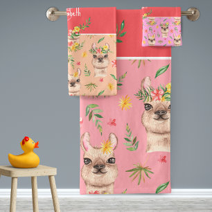 Patrón de Llama Rosa Cuta para el baño de niñas