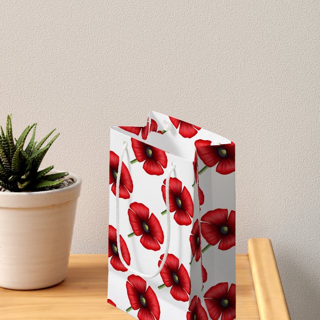 Patrón de los Cachorros Rojos Pequeña Bolsa de Reg (A pretty poppy patterned small gift bag. Check out the collection for other sizes)