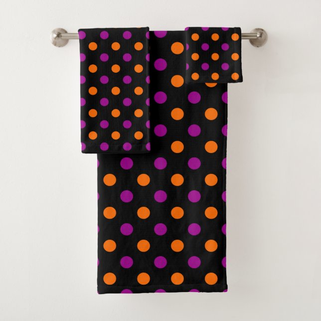 Patrón de lunares naranja morado negro (In situ)