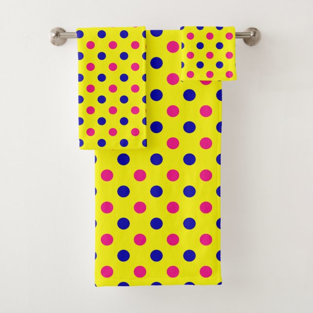 Patrón de lunares rosa azul amarillo (In situ)