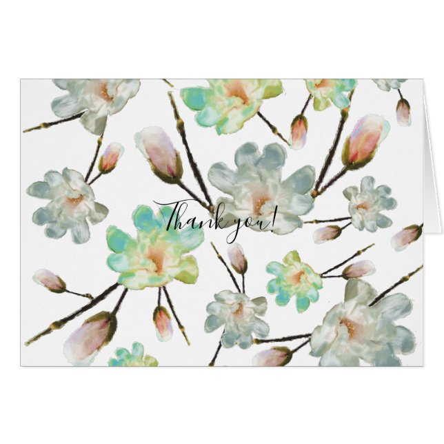 Patrón de Magnolia Gracias Notecard (Anverso (Horizontal))