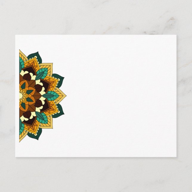 Patrón de Mandala 02 en anuncio amarillo y marrón  (Anverso)