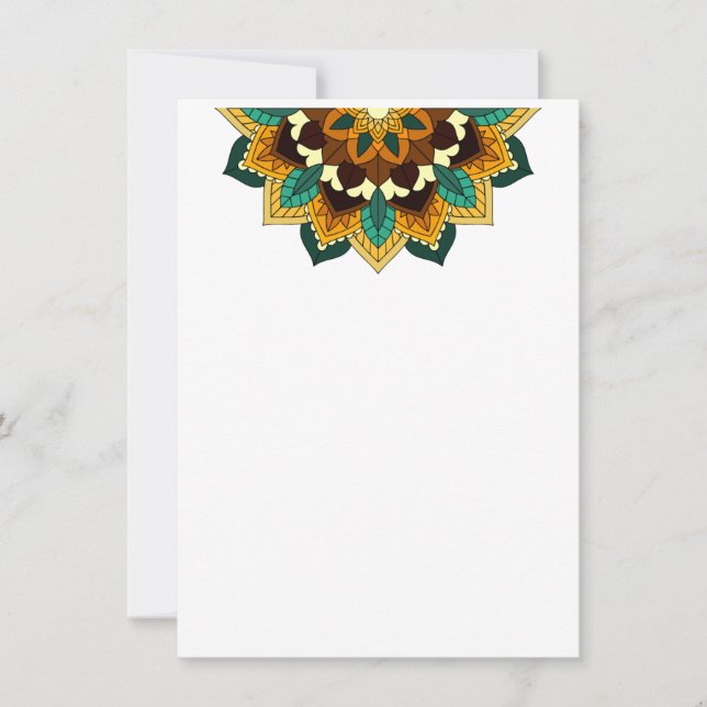 Patrón de Mandala 02 en tarjeta amarilla y tostado (Anverso)