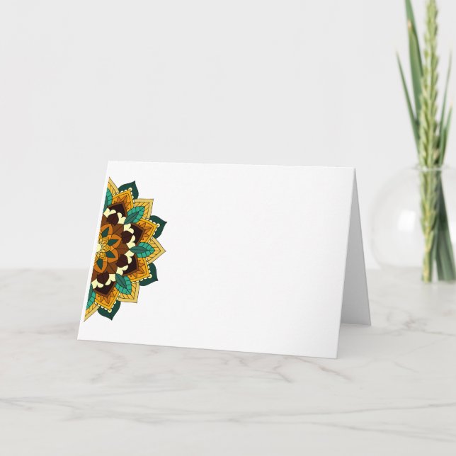 Patrón de Mandala 02 en tarjeta de nota amarillo y (Anverso)
