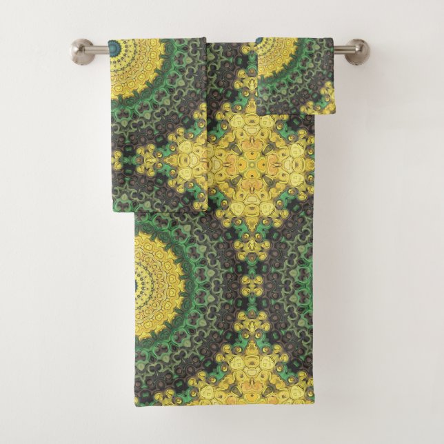 Patrón de Mandala con Caleidoscopio Amarillo y Ver (In situ)